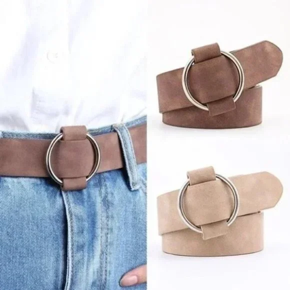 NEW Faux Vegan Leather Belt in Khaki Tan Beige - Picture 6 of 12